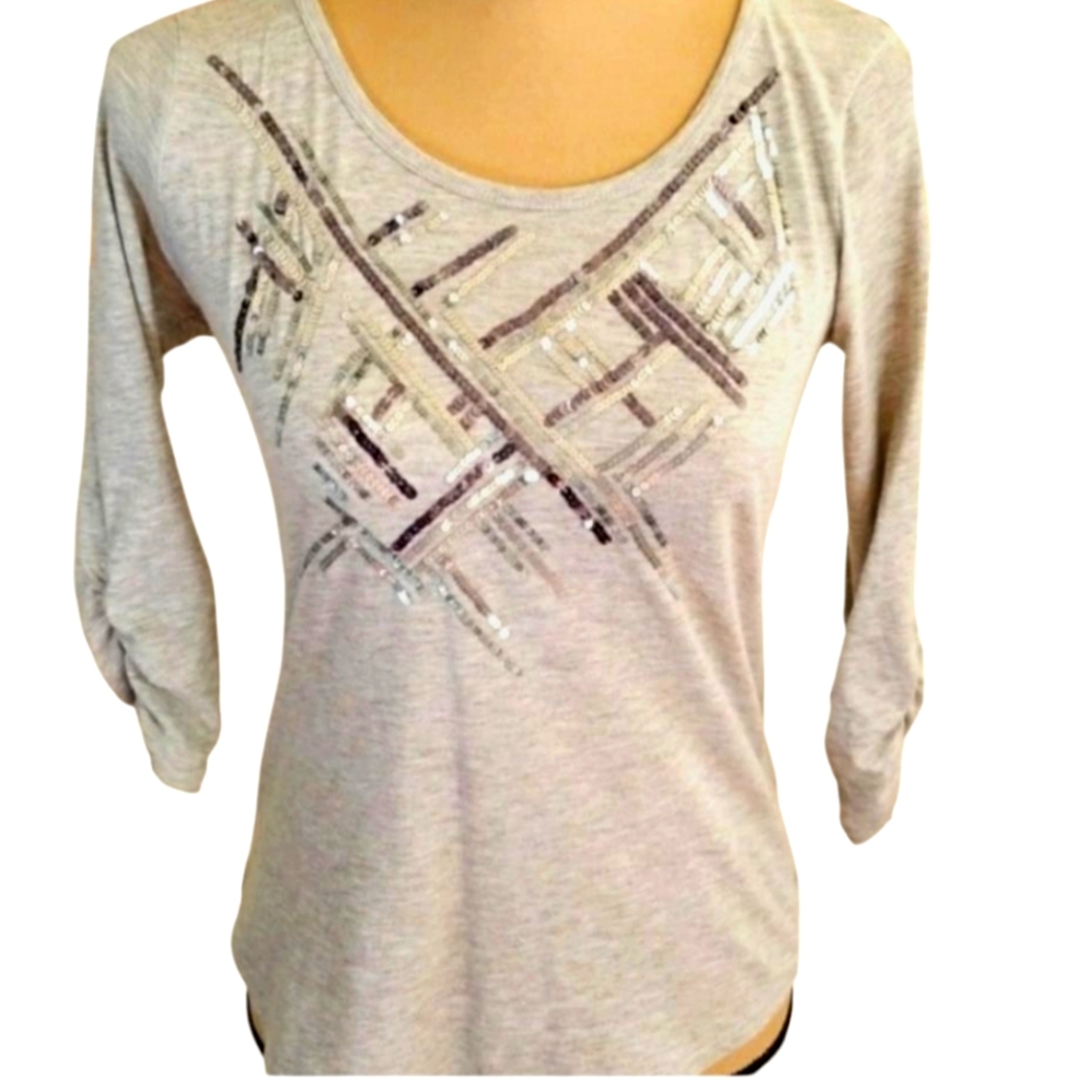 Style & Co. Grey scoop neck 3/4 sleeves top. S